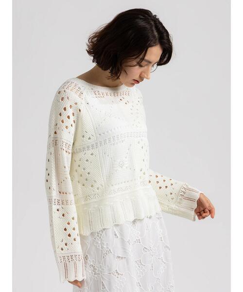 Te chichi（テチチ）の「【Atelier ChouChou】クロシェライクレースニット（ニット/セーター・レディース・オフホワイト・F）」の9枚目の写真