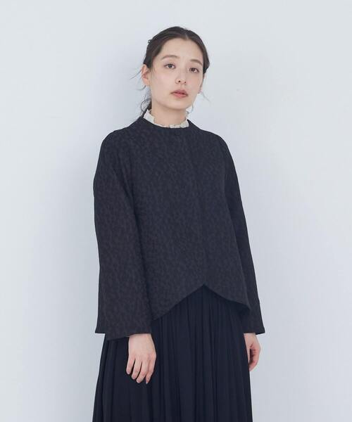 ADIEU TRISTESSE(アデュートリステス)の「リーフカットジャケット(ノーカラージャケット・レディース・ブラック/ブラック系その他/ネイビー・38/40)」の1枚目の写真