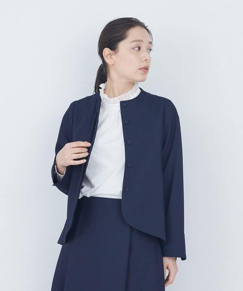ADIEU TRISTESSE(アデュートリステス)の「リーフカットジャケット(ノーカラージャケット・レディース・ブラック/ブラック系その他/ネイビー・38/40)」の3枚目の写真