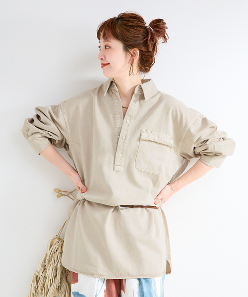 B.C STOCK(ベーセーストック)の「ウォッシャブル / DU JOUR / デュ ジュール JEAN BUAERO TUNIC(チュニック・レディース・ベージュ/ブルー系その他・FREE)」の1枚目の写真