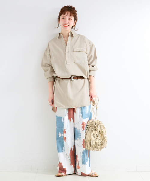 B.C STOCK(ベーセーストック)の「ウォッシャブル / DU JOUR / デュ ジュール JEAN BUAERO TUNIC(チュニック・レディース・ベージュ/ブルー系その他・FREE)」の3枚目の写真