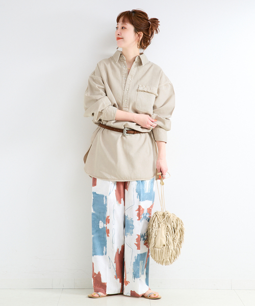 B.C STOCK(ベーセーストック)の「ウォッシャブル / DU JOUR / デュ ジュール JEAN BUAERO TUNIC(チュニック・レディース・ベージュ/ブルー系その他・FREE)」の4枚目の写真