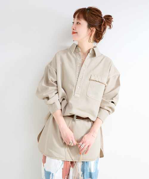 B.C STOCK(ベーセーストック)の「ウォッシャブル / DU JOUR / デュ ジュール JEAN BUAERO TUNIC(チュニック・レディース・ベージュ/ブルー系その他・FREE)」の7枚目の写真