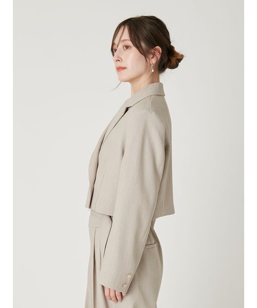 FRAY I.D（フレイアイディー）の「クロップドジャケット／UVカット（テーラードジャケット・レディース・ブラック/ベージュ/ネイビー・0/1）」の7枚目の写真