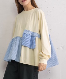 POU DOU DOU | 異素材mixデザインヘムトップス(Tシャツ/カットソー)