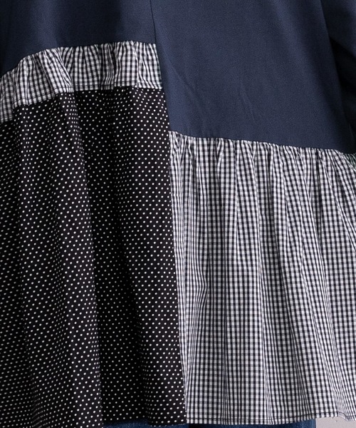 POU DOU DOU（プードゥドゥ）の「異素材mixデザインヘムトップス（Tシャツ/カットソー・レディース・キナリ/オフホワイト/ネイビー・3）」の9枚目の写真