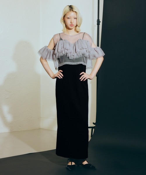 darial(ダリアル)の「【darial】drop bijou frill top / ドロップビジューフリルトップ(その他トップス・レディース・ブラック/ブルーグレー/アッシュ・フリー)」の5枚目の写真