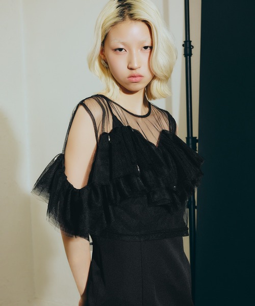 darial(ダリアル)の「【darial】drop bijou frill top / ドロップビジューフリルトップ(その他トップス・レディース・ブラック/ブルーグレー/アッシュ・フリー)」の10枚目の写真