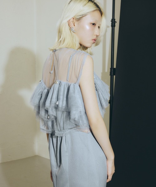 darial(ダリアル)の「【darial】drop bijou frill top / ドロップビジューフリルトップ(その他トップス・レディース・ブラック/ブルーグレー/アッシュ・フリー)」の22枚目の写真