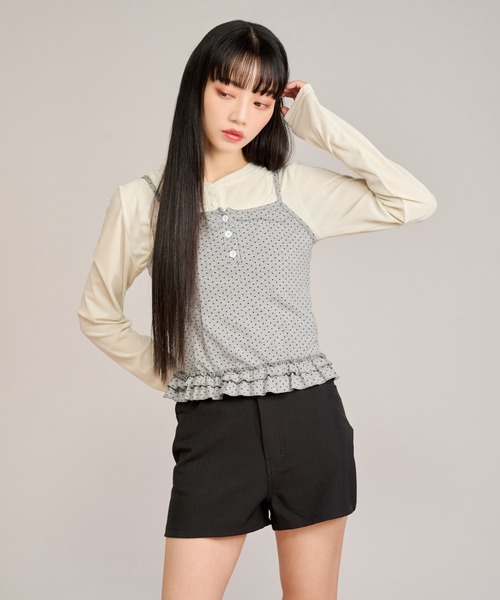 apres jour mignon(アプレジュールミニョン)の「シアーベロアヘンリープルオーバー(Tシャツ/カットソー・レディース・アイボリー/グレイッシュベージュ・LARGE/フリー)」の10枚目の写真