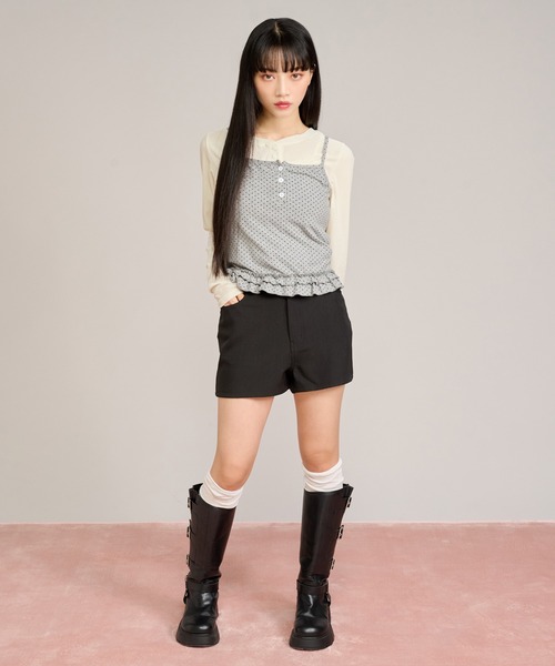 apres jour mignon(アプレジュールミニョン)の「シアーベロアヘンリープルオーバー(Tシャツ/カットソー・レディース・アイボリー/グレイッシュベージュ・LARGE/フリー)」の4枚目の写真