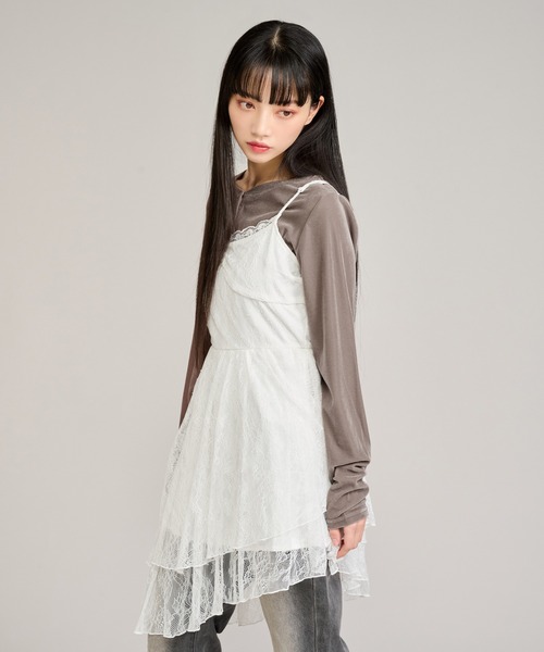 apres jour mignon(アプレジュールミニョン)の「シアーベロアヘンリープルオーバー(Tシャツ/カットソー・レディース・アイボリー/グレイッシュベージュ・LARGE/フリー)」の16枚目の写真
