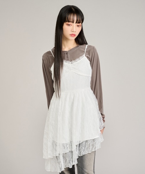 apres jour mignon(アプレジュールミニョン)の「シアーベロアヘンリープルオーバー(Tシャツ/カットソー・レディース・アイボリー/グレイッシュベージュ・LARGE/フリー)」の18枚目の写真
