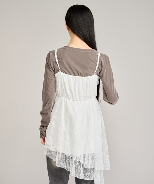 apres jour mignon(アプレジュールミニョン)の「シアーベロアヘンリープルオーバー(Tシャツ/カットソー・レディース・アイボリー/グレイッシュベージュ・LARGE/フリー)」の19枚目の写真
