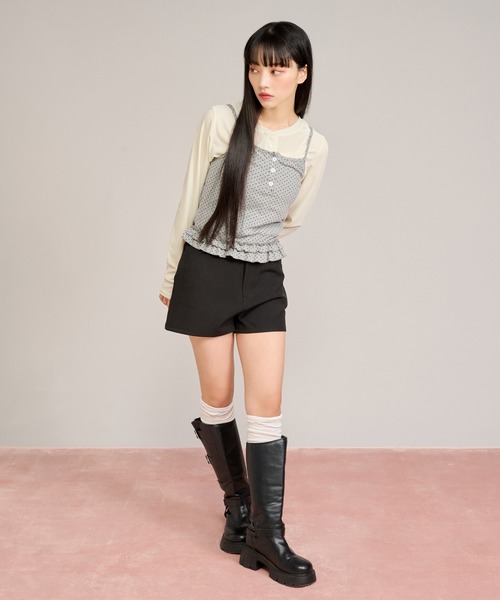 apres jour mignon(アプレジュールミニョン)の「シアーベロアヘンリープルオーバー(Tシャツ/カットソー・レディース・アイボリー/グレイッシュベージュ・LARGE/フリー)」の14枚目の写真