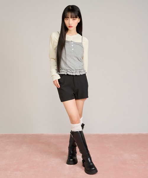 apres jour mignon(アプレジュールミニョン)の「シアーベロアヘンリープルオーバー(Tシャツ/カットソー・レディース・アイボリー/グレイッシュベージュ・LARGE/フリー)」の15枚目の写真