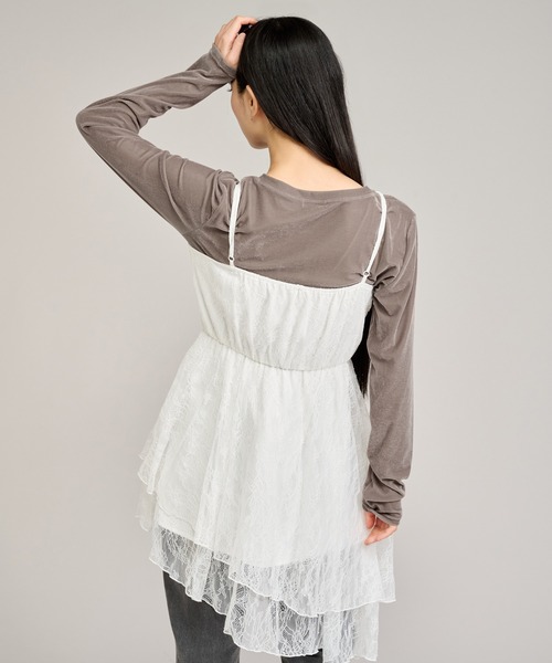 apres jour mignon(アプレジュールミニョン)の「シアーベロアヘンリープルオーバー(Tシャツ/カットソー・レディース・アイボリー/グレイッシュベージュ・LARGE/フリー)」の20枚目の写真