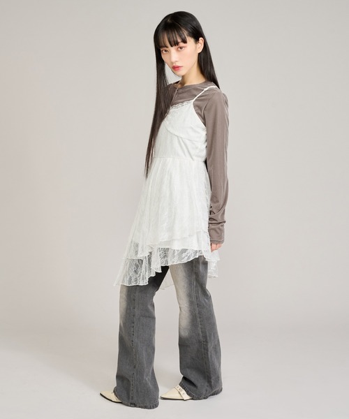 apres jour mignon(アプレジュールミニョン)の「シアーベロアヘンリープルオーバー(Tシャツ/カットソー・レディース・アイボリー/グレイッシュベージュ・LARGE/フリー)」の21枚目の写真