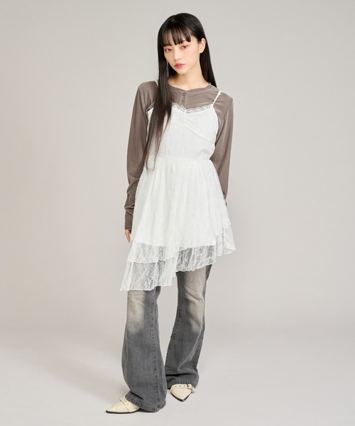 apres jour mignon(アプレジュールミニョン)の「シアーベロアヘンリープルオーバー(Tシャツ/カットソー・レディース・アイボリー/グレイッシュベージュ・LARGE/フリー)」の22枚目の写真