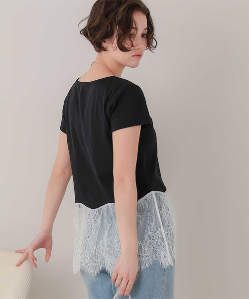 titivate（ティティベイト）の「レースドッキングTシャツ（Tシャツ/カットソー・レディース・オフホワイト/グレー/ブラック・L/M）」の10枚目の写真