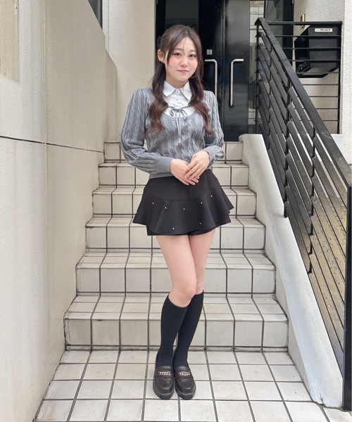 abc une face(アーベーセーアンフェイス)の「レイヤードケーブルニット(Tシャツ/カットソー・レディース・グレー/ブラック/ピンク・FREE)」の17枚目の写真
