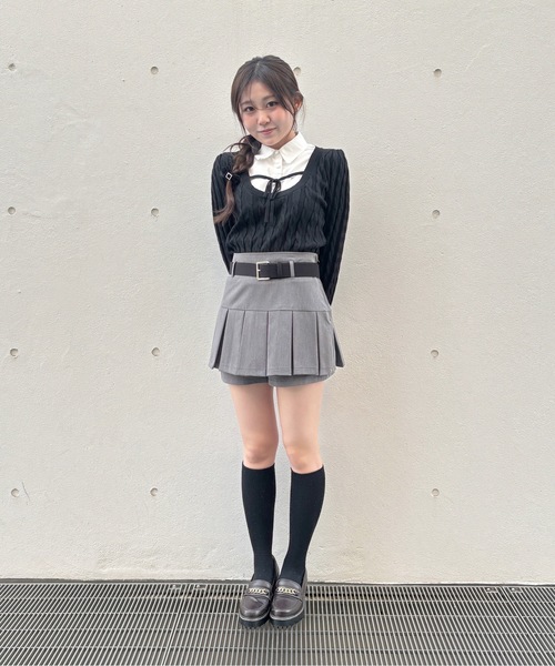 abc une face(アーベーセーアンフェイス)の「レイヤードケーブルニット(Tシャツ/カットソー・レディース・グレー/ブラック/ピンク・FREE)」の8枚目の写真