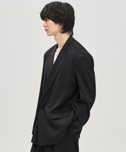 PRAIRIE(KR)(プレーリー)の「ビッグダディフィットワンボタンダブルブレザー(ブラック)(テーラードジャケット・メンズ・ブラック・SMALL/MEDIUM/LARGE)」の8枚目の写真
