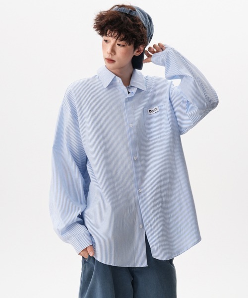 Ressaca（レサーカ）の「オーバーサイズストライプシャツ（シャツ/ブラウス・メンズ・ブルー/グリーン/レッド・L/M）」の3枚目の写真