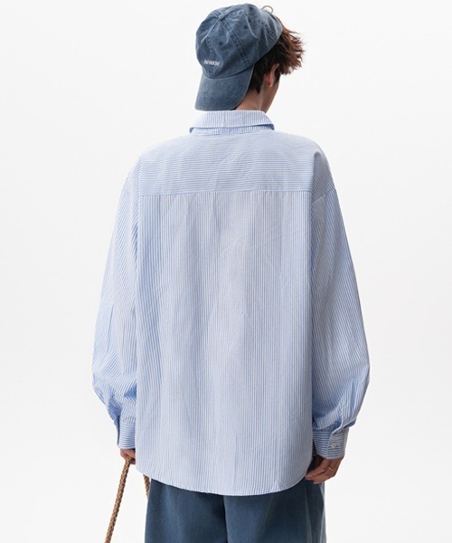 Ressaca（レサーカ）の「オーバーサイズストライプシャツ（シャツ/ブラウス・メンズ・ブルー/グリーン/レッド・L/M）」の7枚目の写真