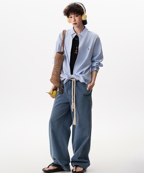 Ressaca（レサーカ）の「オーバーサイズストライプシャツ（シャツ/ブラウス・メンズ・ブルー/グリーン/レッド・L/M）」の8枚目の写真