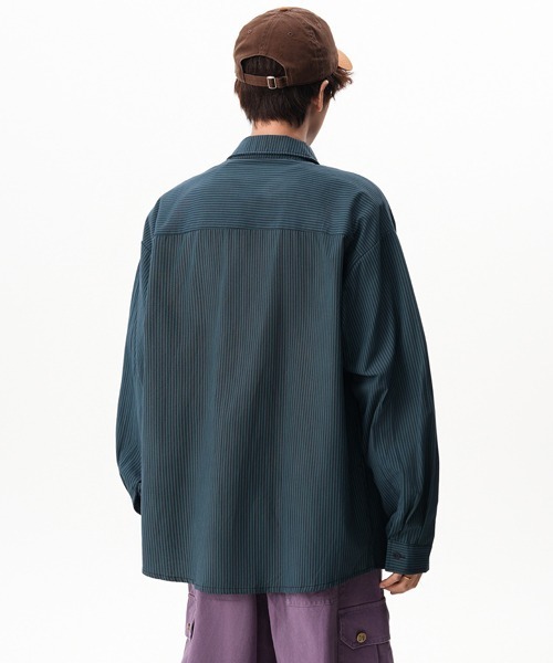 Ressaca（レサーカ）の「オーバーサイズストライプシャツ（シャツ/ブラウス・メンズ・ブルー/グリーン/レッド・L/M）」の22枚目の写真