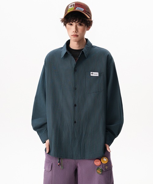 Ressaca（レサーカ）の「オーバーサイズストライプシャツ（シャツ/ブラウス・メンズ・ブルー/グリーン/レッド・L/M）」の18枚目の写真