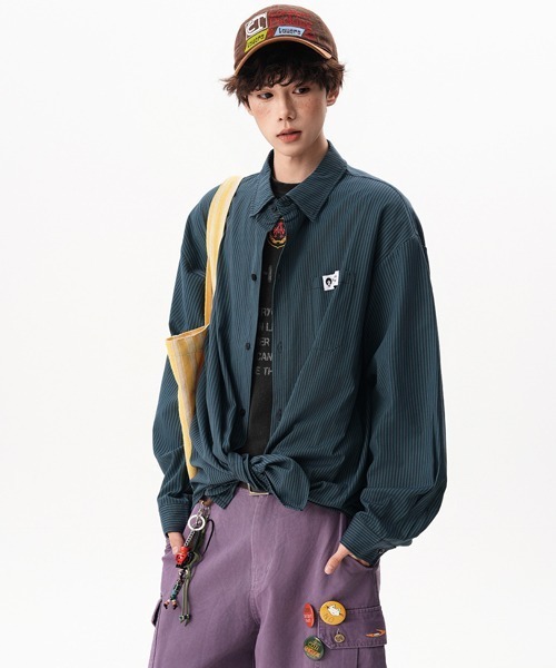 Ressaca（レサーカ）の「オーバーサイズストライプシャツ（シャツ/ブラウス・メンズ・ブルー/グリーン/レッド・L/M）」の21枚目の写真