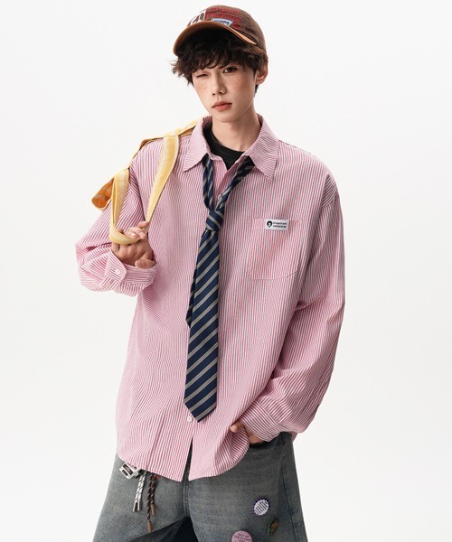 Ressaca（レサーカ）の「オーバーサイズストライプシャツ（シャツ/ブラウス・メンズ・ブルー/グリーン/レッド・L/M）」の9枚目の写真