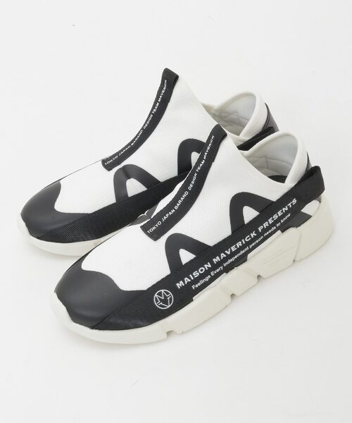 Tiara(ティアラ)の「【MAISON MAVERICK PRESENTS】DAD Slip-ons Knit Sneakers(スニーカー・レディース・ホワイト/ブラック・22.5/23/23.5)」の1枚目の写真