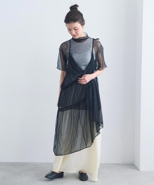 I am I in fact...(アイアムアイインファクト)の「TISSUE SKIRT(スカート・レディース・ホワイト/ブラック・FREE)」の2枚目の写真