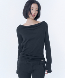 Cowl hoodie long sleeve BLACK