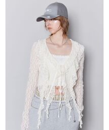 EMODA | ドットラッフルフリルクロップトップ(Tシャツ/カットソー)