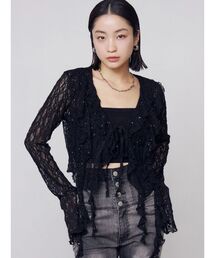 EMODA | ドットラッフルフリルクロップトップ(Tシャツ/カットソー)