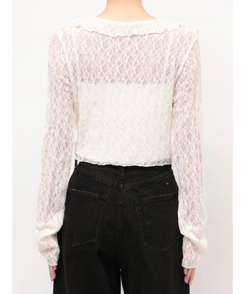 EMODA（エモダ）の「ドットラッフルフリルクロップトップ（Tシャツ/カットソー・レディース・ブラック/イエロー/グレー/ホワイト・FREE）」の19枚目の写真