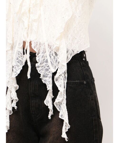 EMODA（エモダ）の「ドットラッフルフリルクロップトップ（Tシャツ/カットソー・レディース・ブラック/イエロー/グレー/ホワイト・FREE）」の22枚目の写真