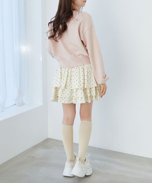 MAJESTIC LEGON（マジェスティックレゴン）の「オメカシにゃんずリボンニット（ニット/セーター・レディース・ライトグレー/ピンク/チャコールグレー・MEDIUM）」の6枚目の写真