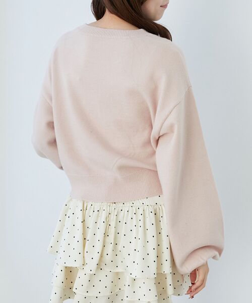 MAJESTIC LEGON（マジェスティックレゴン）の「オメカシにゃんずリボンニット（ニット/セーター・レディース・ライトグレー/ピンク/チャコールグレー・MEDIUM）」の9枚目の写真