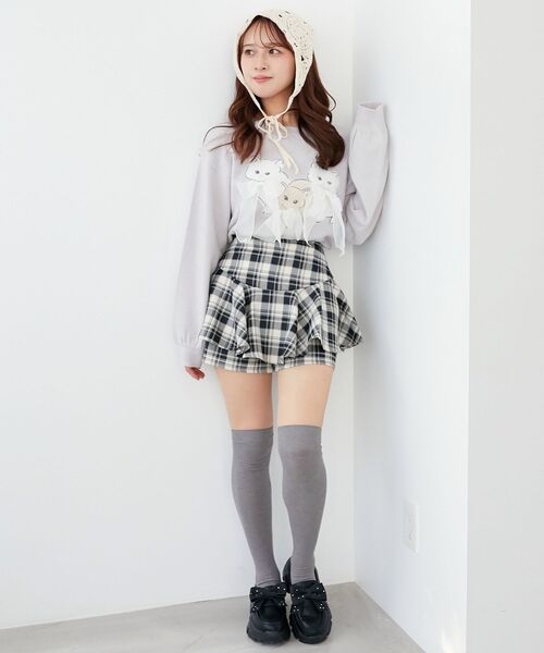 MAJESTIC LEGON（マジェスティックレゴン）の「オメカシにゃんずリボンニット（ニット/セーター・レディース・ライトグレー/ピンク/チャコールグレー・MEDIUM）」の11枚目の写真