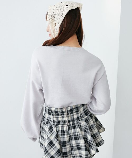 MAJESTIC LEGON（マジェスティックレゴン）の「オメカシにゃんずリボンニット（ニット/セーター・レディース・ライトグレー/ピンク/チャコールグレー・MEDIUM）」の16枚目の写真