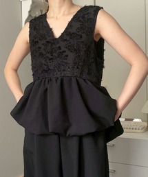 merrylatte（メリーラテ）の「ジャガードレース ペプラム ドッキング セットアップ オケージョン（セットアップ）」