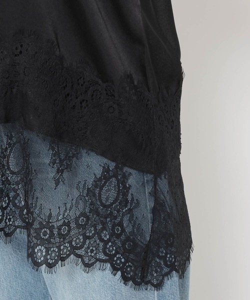 LOWRYS FARM（ローリーズファーム）の「サテンレースキャミ 664226（Tシャツ/カットソー・レディース・アイボリー/ブラック・FREE）」の8枚目の写真