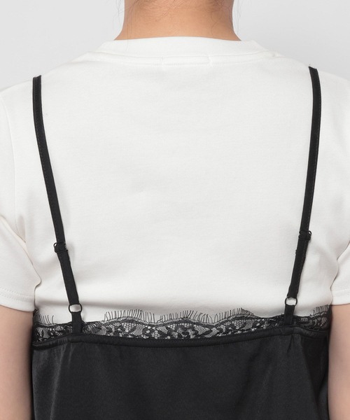 LOWRYS FARM（ローリーズファーム）の「サテンレースキャミ 664226（Tシャツ/カットソー・レディース・アイボリー/ブラック・FREE）」の9枚目の写真