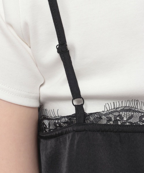LOWRYS FARM（ローリーズファーム）の「サテンレースキャミ 664226（Tシャツ/カットソー・レディース・アイボリー/ブラック・FREE）」の10枚目の写真