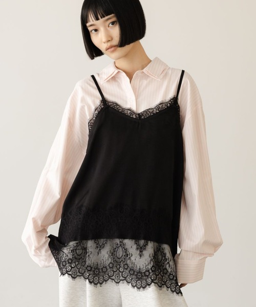 LOWRYS FARM（ローリーズファーム）の「サテンレースキャミ 664226（Tシャツ/カットソー・レディース・アイボリー/ブラック・FREE）」の22枚目の写真